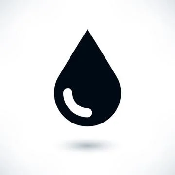 Black drop icon with shadow on white background Illustrazione stock