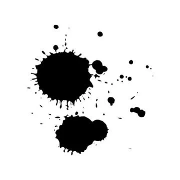 Black drop isolated on white background. Grunge splash texture. Vector Ilustración de archivo