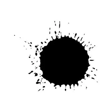 Black drop isolated on white background. Grunge splash texture. Vector Ilustración de archivo