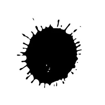 Black drop isolated on white background. Grunge splash texture. Vector Ilustración de archivo