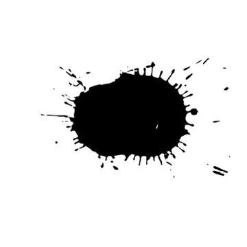 Black drop isolated on white background. Grunge splash texture. Vector Ilustración de archivo