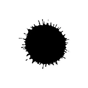 Black drop isolated on white background. Grunge splash texture. Vector Illustrazione stock