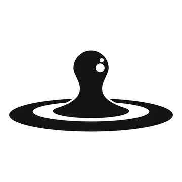 Black drop making circular ripples on water surface Stock Illustration