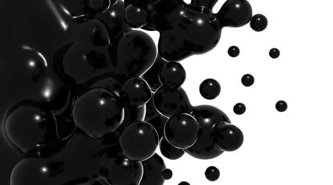 Black drops against a white background. 3D illustration Stock Illustration