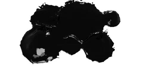 Black drops falls and splatters on white. Colored paint Stock Footage 70353383