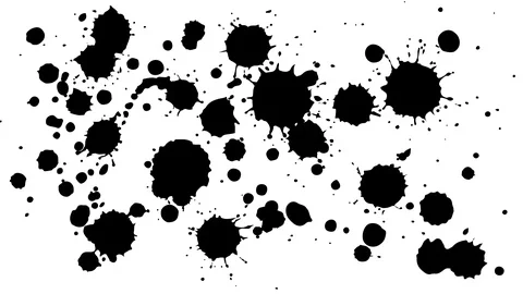 Black drops of paint appear and disappear on a white background Stock Footage 121611653