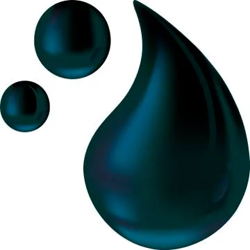 Black drops. Sphere and tear shape. Shiny style. Stock Illustration