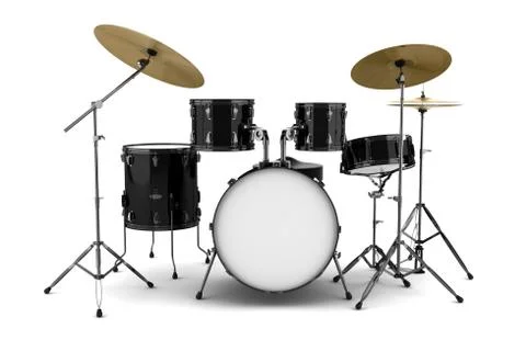 Black drum kit isolated on white background Illustrazione stock
