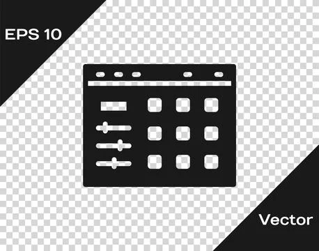 Black Drum machine icon isolated on transparent background. Musical equipment Stock Illustration