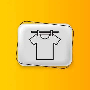 Black Drying clothes icon isolated on yellow background. Clean shirt. Wash .. Stock Illustration