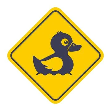 Black duck icon on yellow background. Stock Illustration