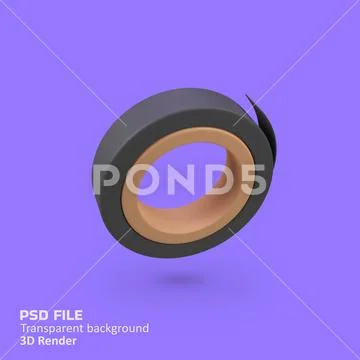 Black duct tape isolated 3d render icon illustration PSD Template