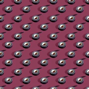 Black duct tape seamless pattern. Made in a flat style on a red background Stock Illustration