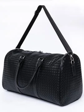 Black duffel bag with shoulder strap Stock Photos