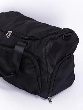 Black duffel bag side profile Stock Photos