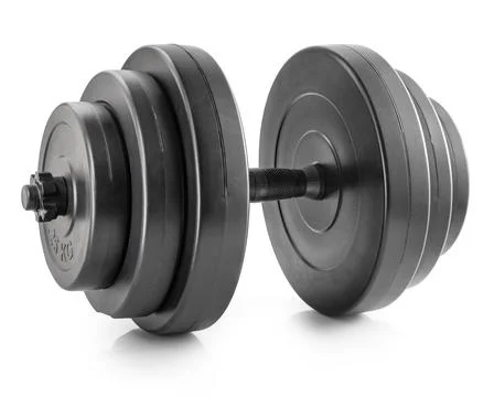 Black dumbbell isolated on white background Foto stock