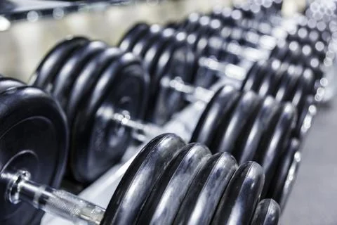 Black dumbbell set. Stock Photos