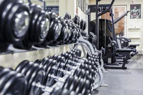 Black dumbbell set. Stock Photos