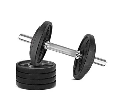 Black dumbbell in on a white background Ilustración de archivo
