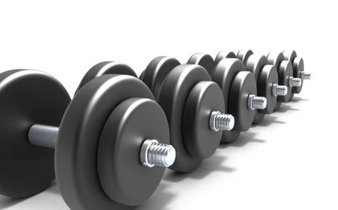 Black dumbbells over white background Ilustração Stock