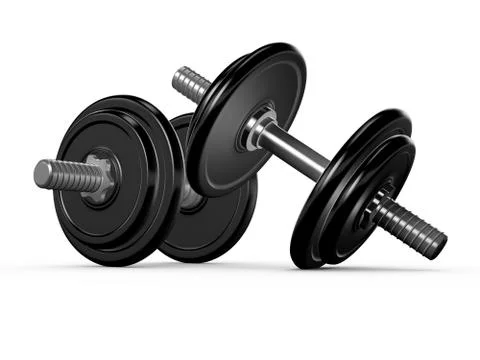 Black dumbells Stock Photos