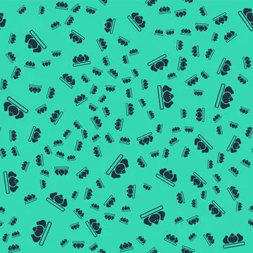 Black Dumpling icon isolated seamless pattern on green background. Traditiona Stock Illustration