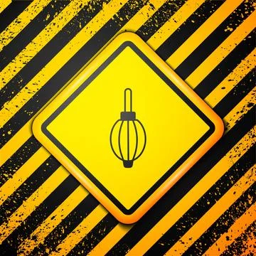 Black Dust blower icon isolated on yellow background. Air duster. Lens cleane Stock Illustration