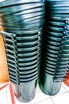 Black dustbins Stock Photos