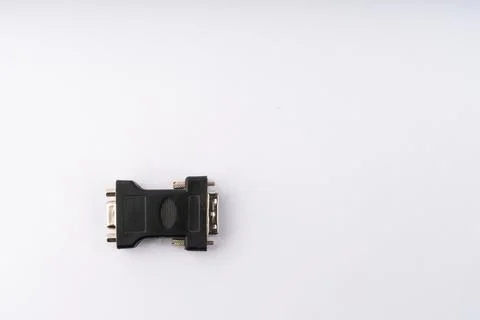 Black DVI to VGA Adapter for Computer Monitor Connectivity Stock Photos