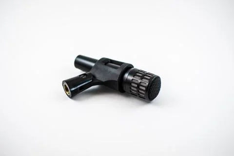 Black Dynamic Microphone with Mic Clip Stock Photos