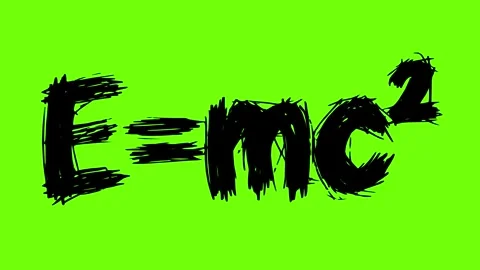 Black E equal mc2 symbol line boil effect animation Stock Footage 341580323