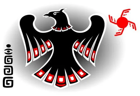 Black eagle and the sun. EPS10 vector illustration. Stock Illustration