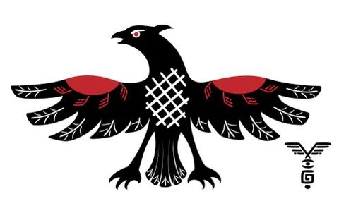 Black eagle and the symbol. EPS10 vector illustration. Stock Illustration