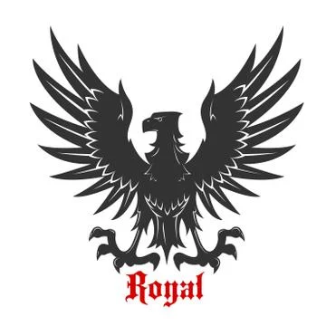 Black eagle attacking a prey heraldic icon Stock Illustration