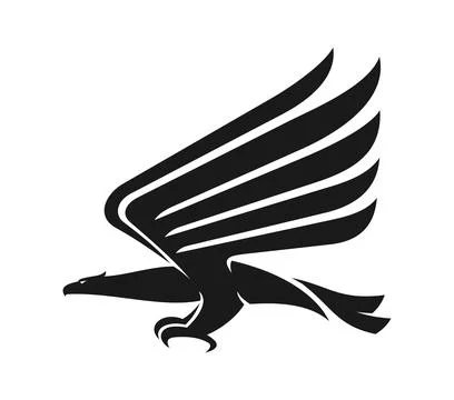 Black eagle flying bird abstract icon Stock Illustration