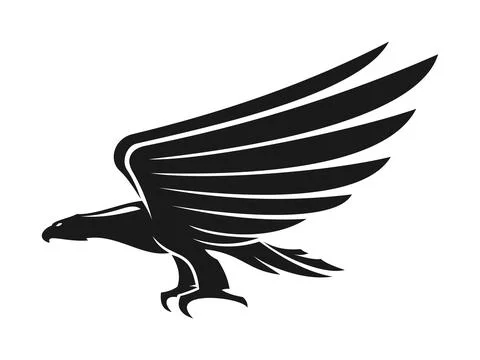 Black eagle flying bird abstract icon or symbol Stock Illustration