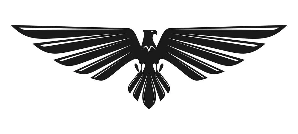 Black eagle flying bird abstract icon or label Stock Illustration