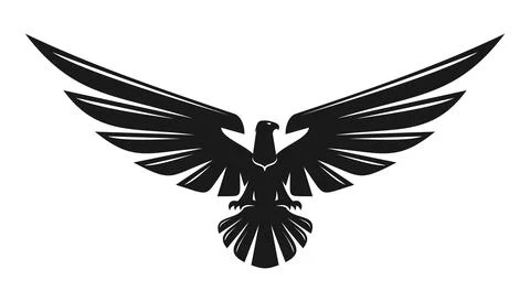 Black eagle flying bird graphic icon or symbol Stock Illustration