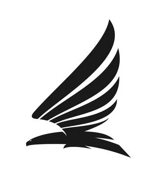 Black eagle flying bird of prey graphic icon Stock Illustration
