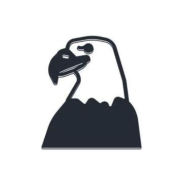 Black Eagle head icon isolated on white background. Animal symbol.  Vector Stock Illustration