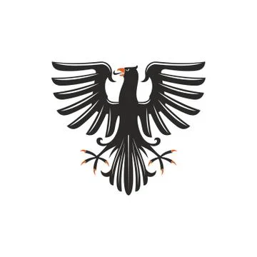Black eagle heraldry symbol isolated bird mascot Stockillustratie
