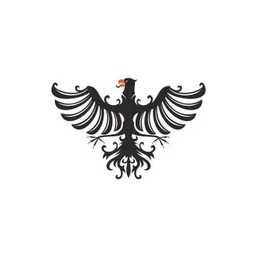 Black eagle heraldry symbol isolated bird mascot Stock Illustration