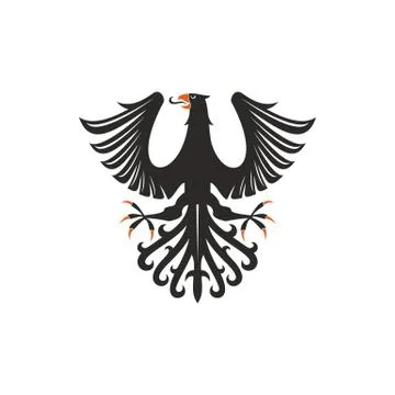 Black eagle heraldry symbol isolated bird mascot Stock Illustration