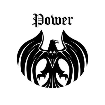 Black eagle round symbol for heraldic design Stock Illustration