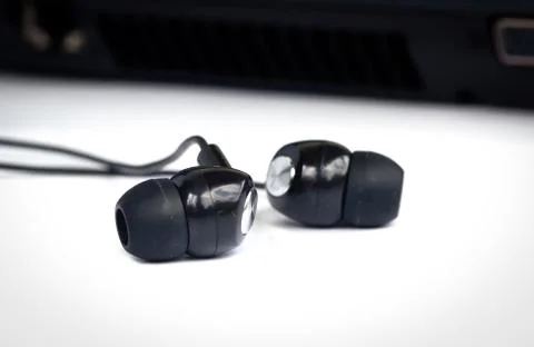 Black ear  buds. Stock Photos