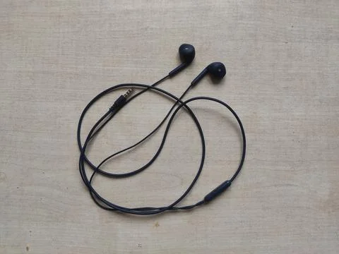 Black earphone Stock Photos