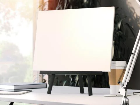 Black easel with blank frame. 3d rendering Stock-Illustration