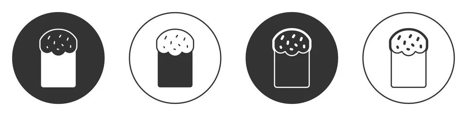 Black Easter cake icon isolated on white background. Happy Easter. Circle button 스톡 일러스트
