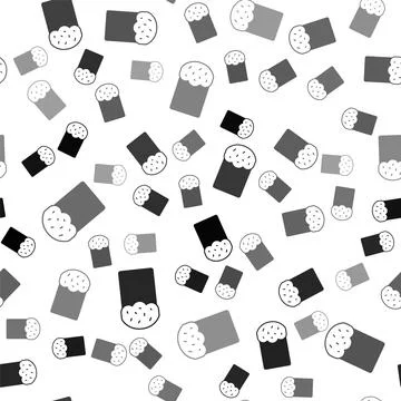 Black Easter cake icon isolated seamless pattern on white background. Happy.. 스톡 일러스트
