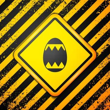 Black Easter egg icon isolated on yellow background. Happy Easter. Warning si 스톡 일러스트